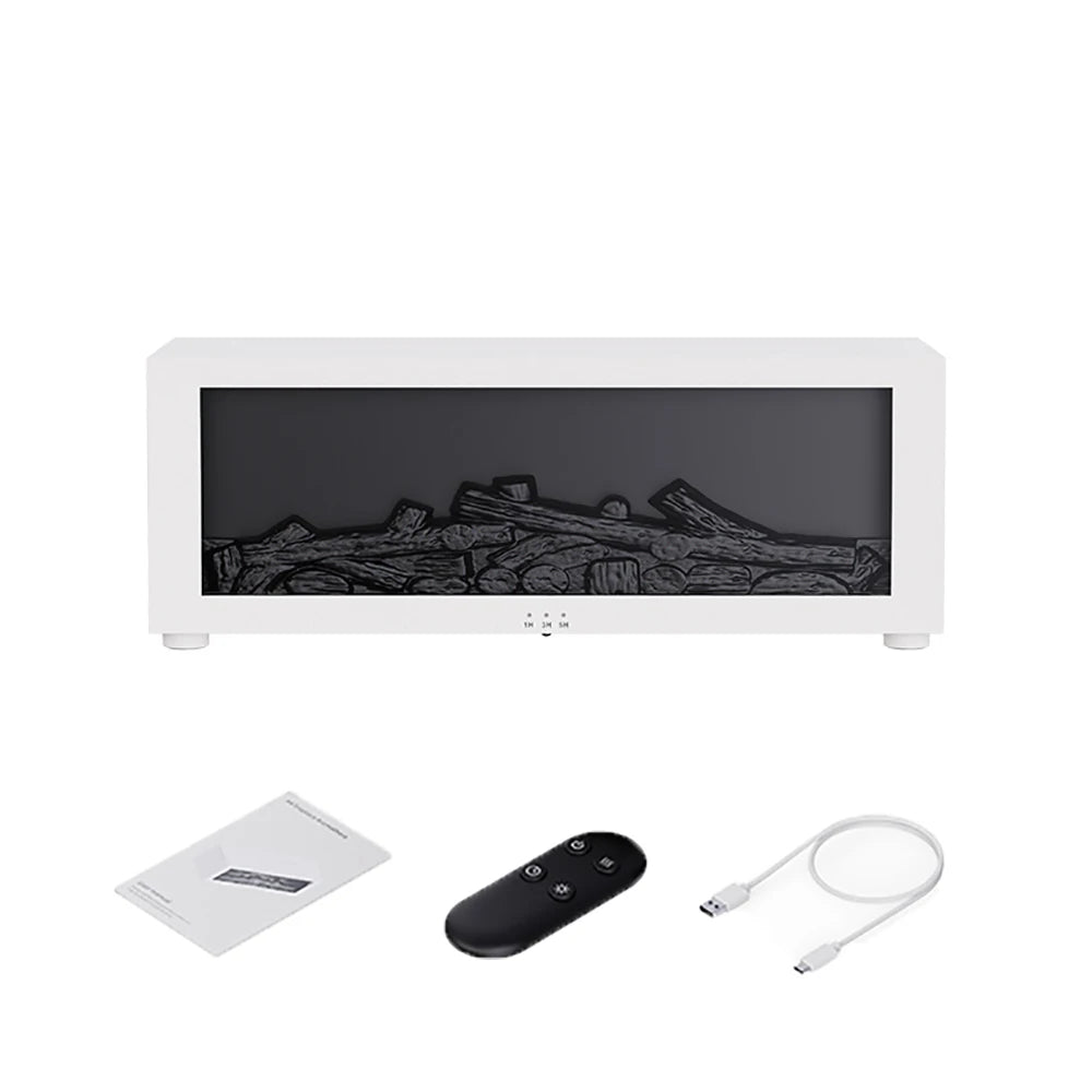 White Color Flame-Effect Fireplace Aroma Diffuser with Humidifier