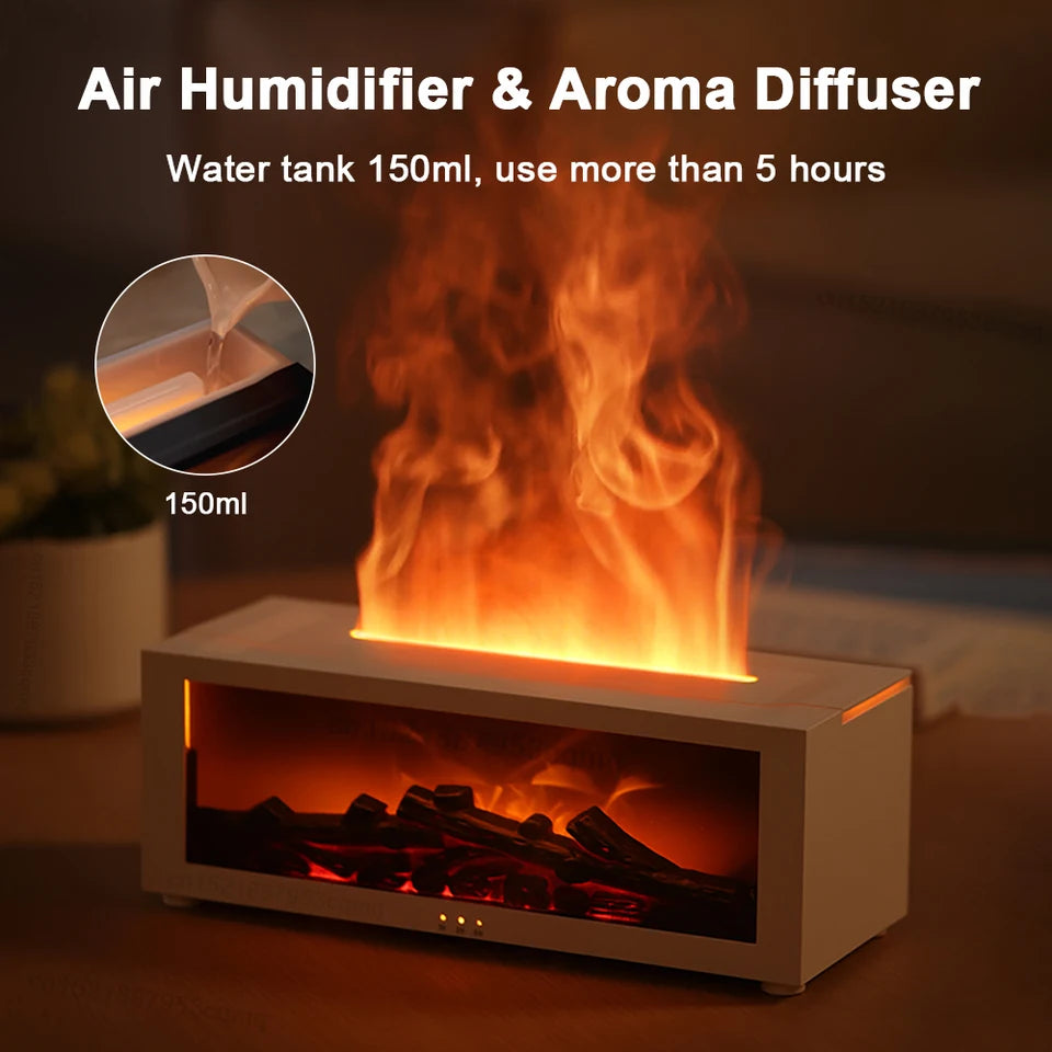 Flame-Effect Fireplace Aroma Diffuser with Humidifier