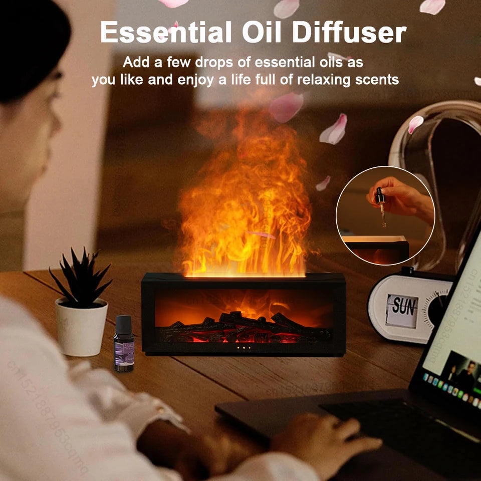 Flame-Effect Fireplace Aroma Diffuser with Humidifier