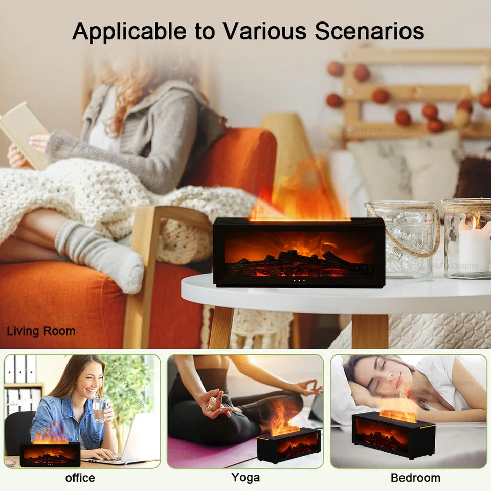 Flame-Effect Fireplace Aroma Diffuser with Humidifier