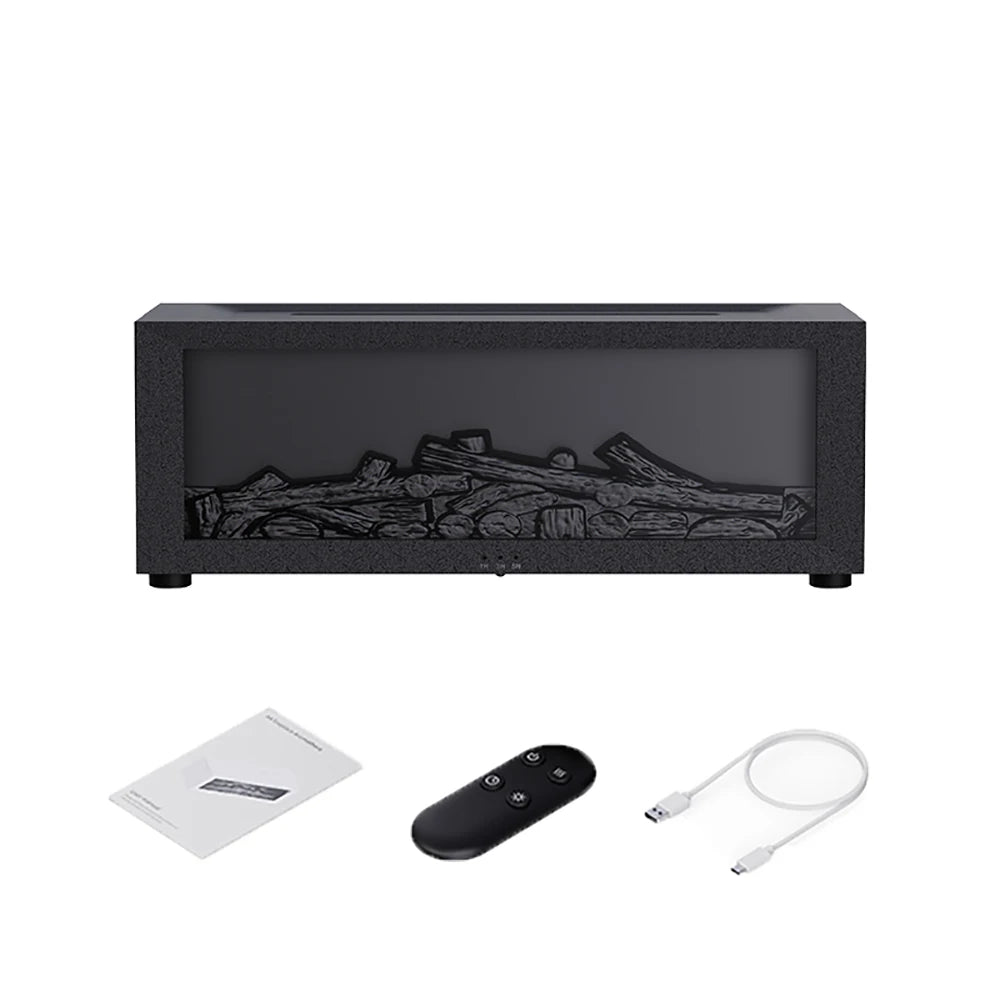 Black Color Flame-Effect Fireplace Aroma Diffuser with Humidifier